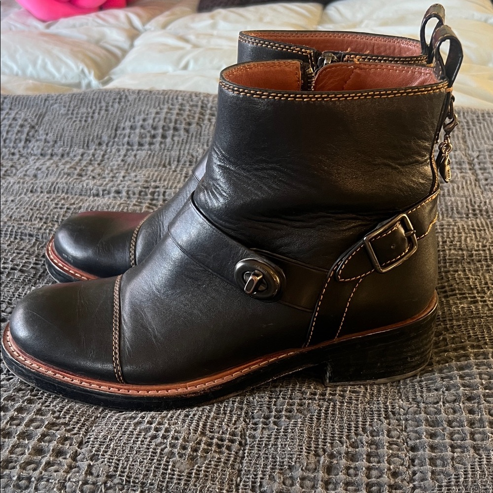 Coach Black Leather Ankle Booties - Picture 3 of 16
